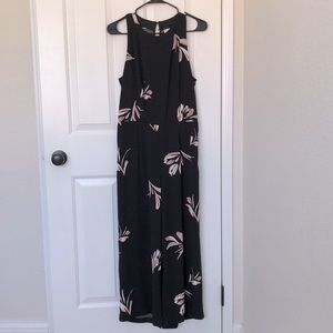 Black/foral print jumpsuit